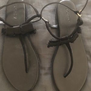 J Crew black flat sandals